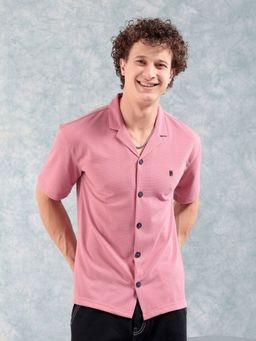 The Indian Garage Co - Men's Relaxed Fit Self Design Half Sleeves Street Wear Shirt