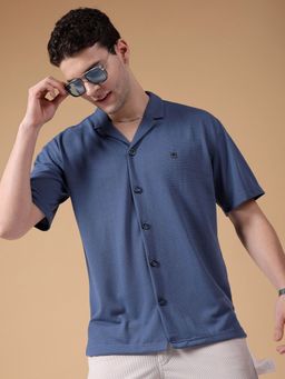The Indian Garage Co - Men's Relaxed Fit Self Design Half Sleeves Street Wear Shirt