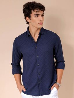 The Indian Garage Co - Men's Regular Fit Textured Solid Shirt