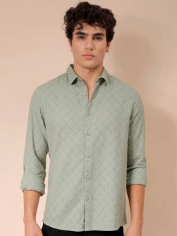 The Indian Garage Co - Men's Regular Fit Textured Solid Shirt