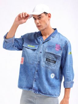 The Indian Garage Co - Men's Regular Fit Solid Street Wear Denim Shirt
