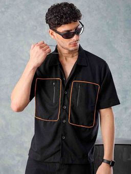 The Indian Garage Co - Men's Boxy Fit Solid Half Sleeves Street Wear Shirt
