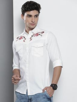 The Indian Garage Co - Men's Slim Fit Placement Embroidered Casual Shirt