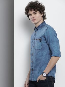 The Indian Garage Co - Men's Slim Fit Solid Spread Collar Casual Shirt