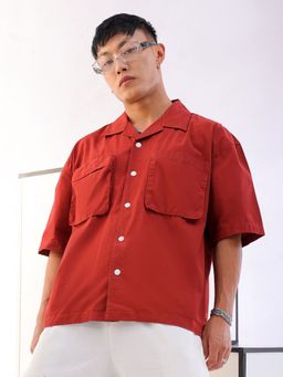 The Indian Garage Co - Men's Boxy Fit Solid Half Sleeves Street Wear Shirt