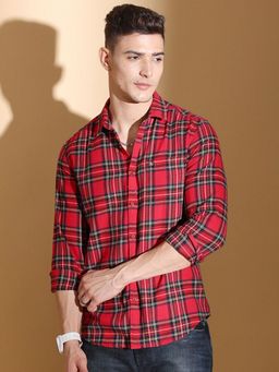 The Indian Garage Co - Men's Slim Fit Checkered Casual Shirt