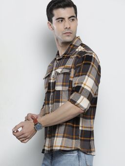 The Indian Garage Co - Men's Regular Fit Checkered Spread Collar Casual Over Shirt