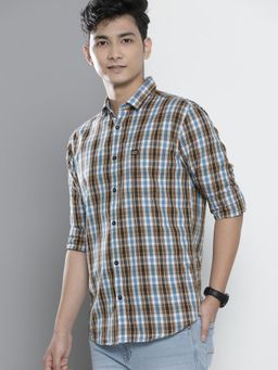 The Indian Garage Co - Men's Slim Fit Checkered Spread Collar Casual Shirt