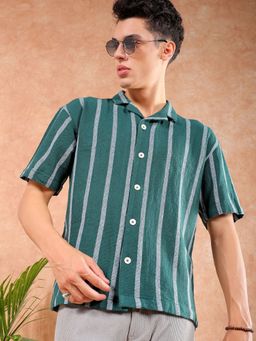 The Indian Garage Co - Men's Relaxed Fit Striped Half Sleeves Shirt