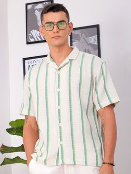 The Indian Garage Co - Men's Relaxed Fit Striped Half Sleeves Shirt