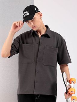 The Indian Garage Co - Men's Boxy Fit Solid Half Sleeves Street Wear Shirt