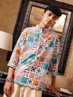 The Indian Garage Co - Men's Regular Fit Geometric Printed Shirt