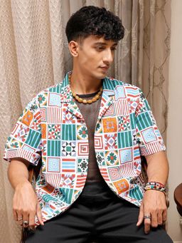 The Indian Garage Co - Men's Relaxed Fit Mosaic Printed Half Sleeves Shirt