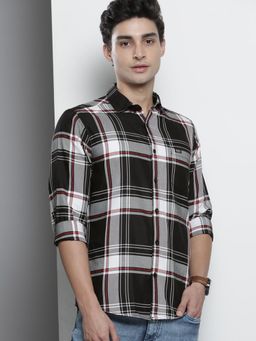 The Indian Garage Co - Men's Slim Fit Checkered Spread Collar Casual Shirt