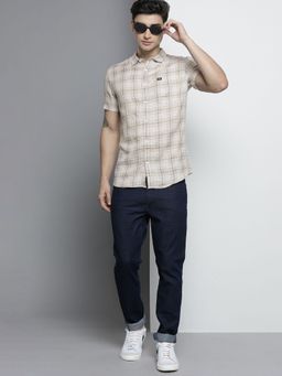 The Indian Garage Co - Men's Slim Fit Checkered Half Sleeves Spread Collar Casual Shirt