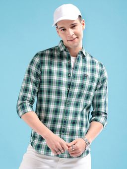 The Indian Garage Co - Men's Slim Fit Checkered Spread Collar Casual Shirt