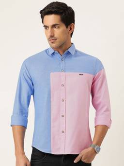 The Indian Garage Co - Men's Slim Fit Colour Blocked Casual Shirt