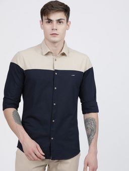 The Indian Garage Co - Men's Slim Fit Colour Blocked Street Wear Shirt