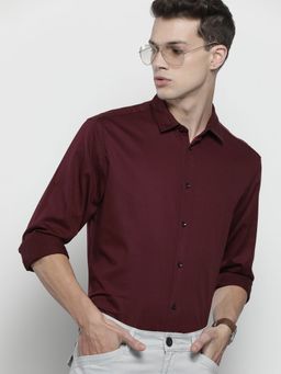 The Indian Garage Co - Men's Regular Fit Solid Spread Collar Formal Shirt