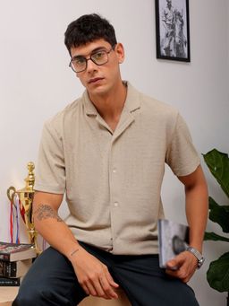 The Indian Garage Co - Men's Slim Fit Solid Half Sleeves Shirt