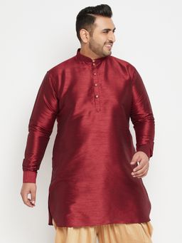 Vastramay - Men Maroon Silk Blend Kurta