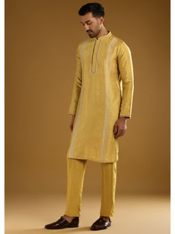 KALKI FASHION - Yellow Banarasi Silk Kurta with Pant