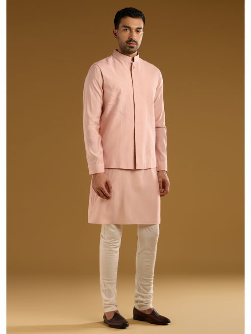 KALKI FASHION Peach Kurta with Pant & Jacket