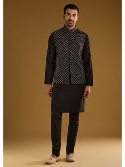KALKI FASHION - Black Kurta with Pant & Jacket