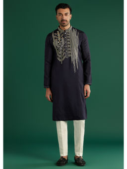 KALKI FASHION - Navy Blue Silk Kurta with Pant