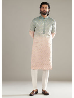 KALKI FASHION - Pink and Green Ombre Silk Kurta with Pant