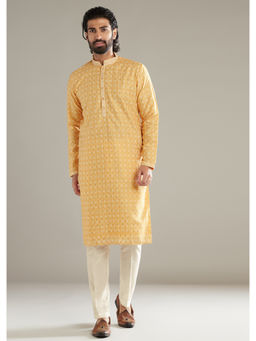 KALKI FASHION - Light Yellow Silk Kurta with Pant