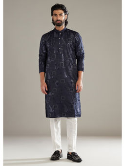 KALKI FASHION - Navy Blue Silk Kurta with Pant