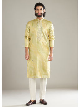 KALKI FASHION - Lemon Yellow Silk Kurta with Pant