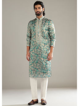 KALKI FASHION - Aqua Blue Silk Kurta with Pant