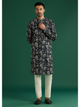 KALKI FASHION - Navy Blue Silk Kurta with Pant
