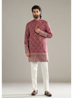 KALKI FASHION - Maroon Silk Kurta with Pant