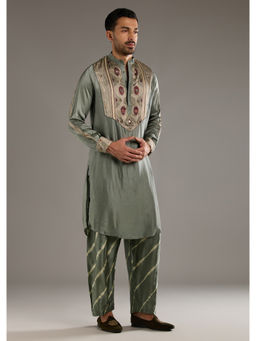 KALKI FASHION - Grey Silk Kurta with Pant