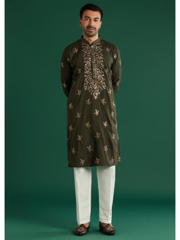 KALKI FASHION - Green Silk Kurta with Pant