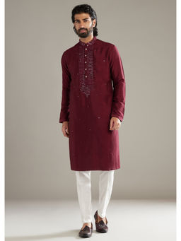 KALKI FASHION - Wine Silk Kurta with Pant
