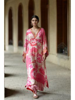 Almaari By Pooja - Chanderi Fabric Pink Kurta with Palazzo (Set of 2)