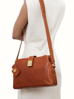 Hidesign - Women Leather Textured Tan Sling Bag (M)