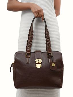 Hidesign - Women Leather Textured Brown Handbag (M)