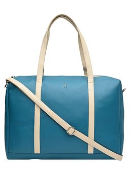 Horra - Women Pu Solid Blue Duffle Bag with Detachable Strap (L)