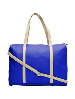 Horra - Women Pu Solid Blue Duffle Bag with Detachable Strap (L)