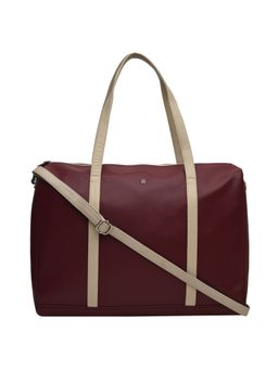 Horra - Women Pu Solid Wine Duffle Bag with Detachable Strap (L)