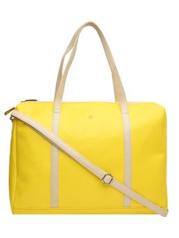 Horra - Women Pu Solid Yellow Duffle Bag with Detachable Strap (L)