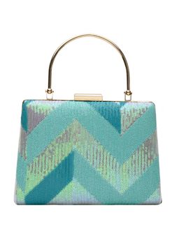 Horra - Women Silk Embellished Green Clutch (M)