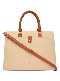 Horra - Women Pu Solid Beige Handbag (L)