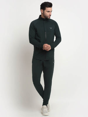 Buy INVINCIBLE Bottle Green Men Luxury Cotton Tracksuit (Set of 2