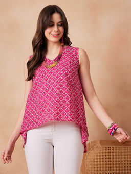 InWeave - Pink Pyramid Kantha High Low W/S Top